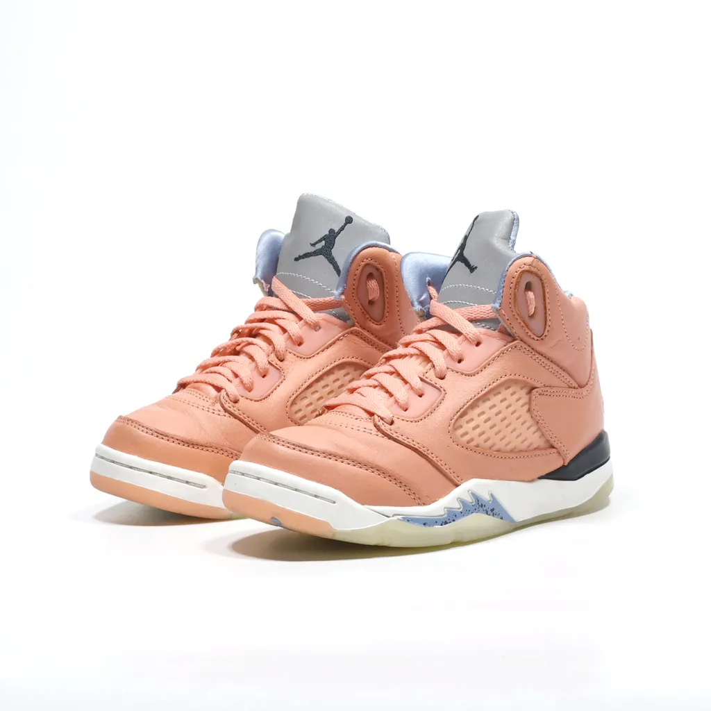 Air Jordan 5 Retro Sneakers Leather Orange Color For Kids