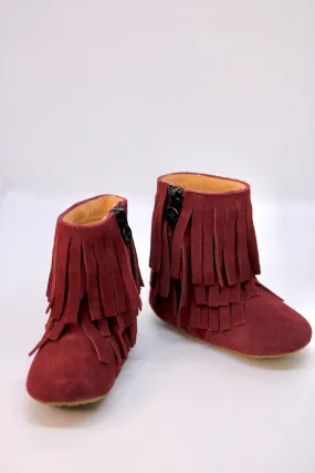 Amelia Fringe Boots - Suede Sangria
