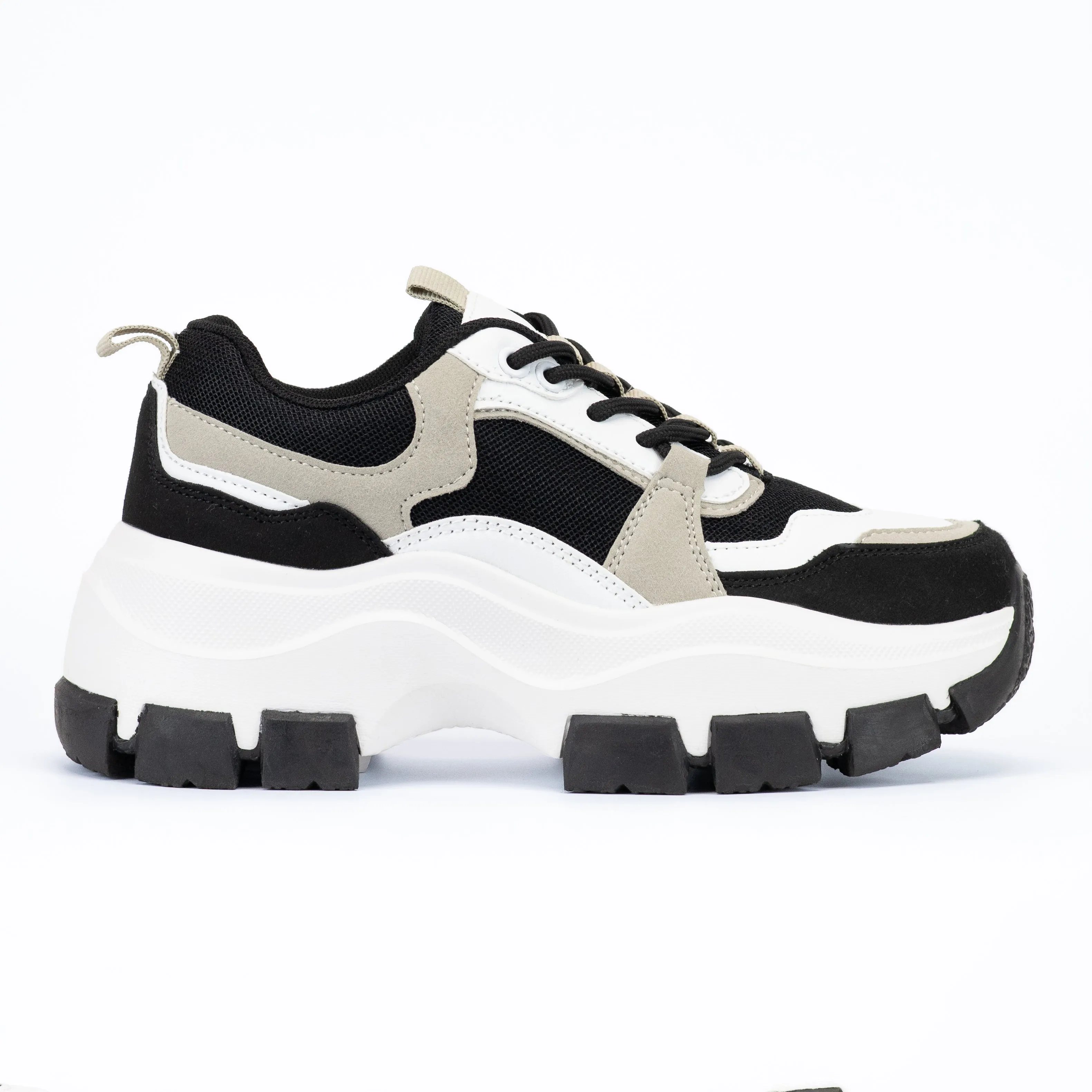 Azuka - Women's Chunky Lace-Up Sneakers, Wide Fit & Pull Tab, Perfect for Casual Outfits or Streetwear Looks