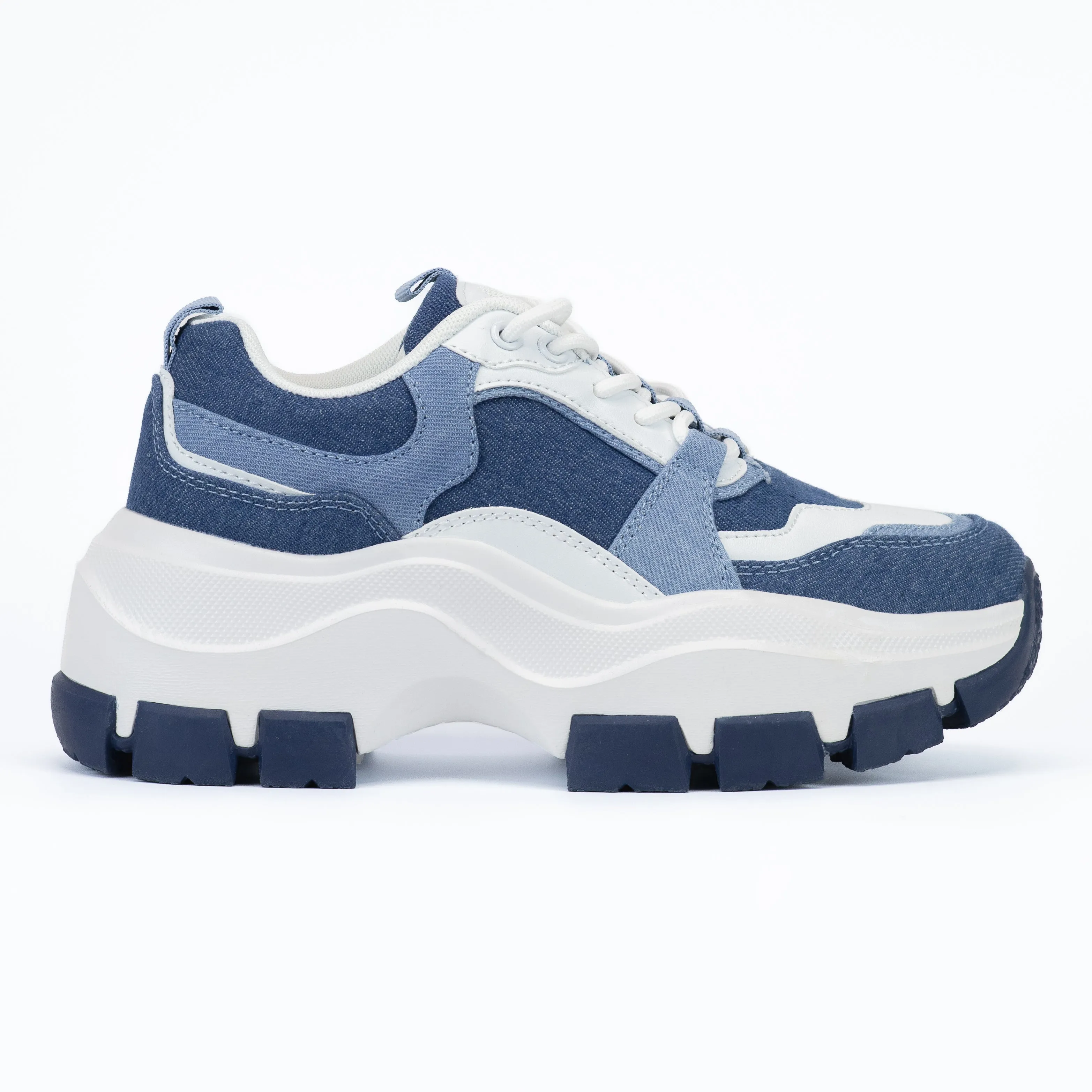 Azuka - Women's Chunky Lace-Up Sneakers, Wide Fit & Pull Tab, Perfect for Casual Outfits or Streetwear Looks