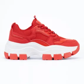Azuka - Women's Chunky Lace-Up Sneakers, Wide Fit & Pull Tab, Perfect for Casual Outfits or Streetwear Looks