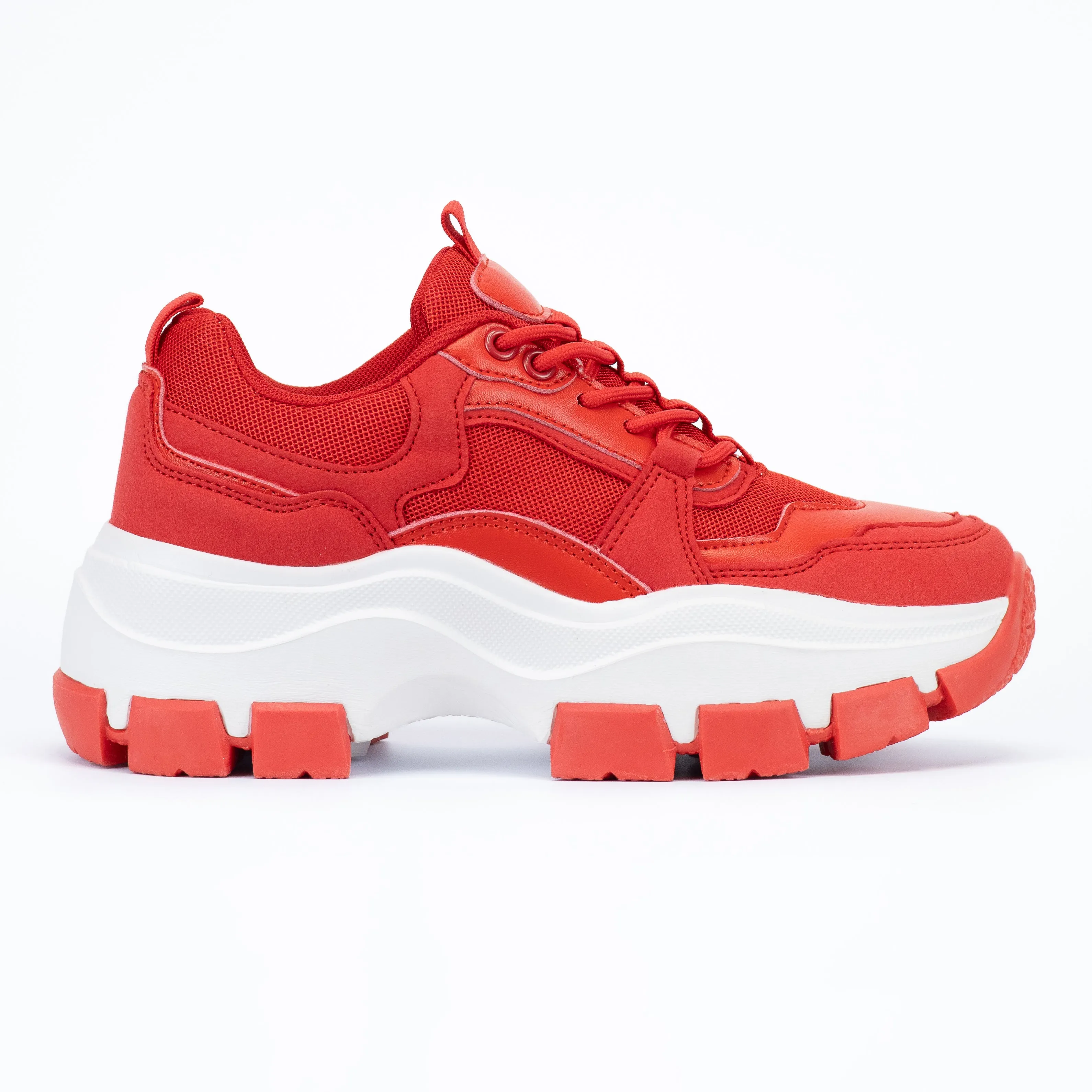 Azuka - Women's Chunky Lace-Up Sneakers, Wide Fit & Pull Tab, Perfect for Casual Outfits or Streetwear Looks