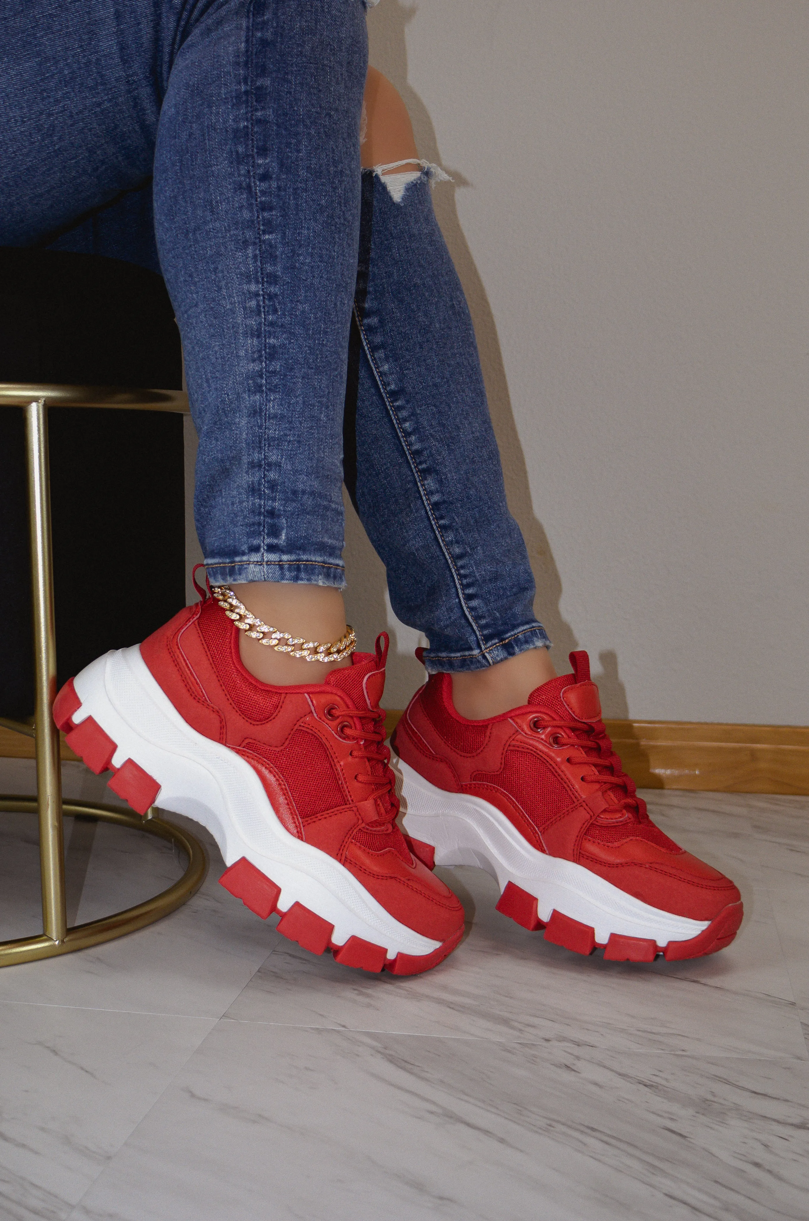 Azuka - Women's Chunky Lace-Up Sneakers, Wide Fit & Pull Tab, Perfect for Casual Outfits or Streetwear Looks