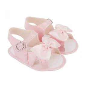 Baby Girls Pink Soft Sole Summer Sandals With Bow Detail