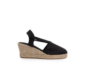 Barbate Black Medium Wedge  Espadrille