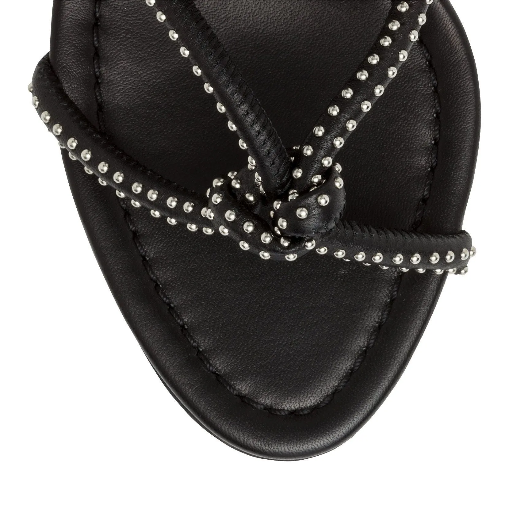 Black soft leather studs sandals
