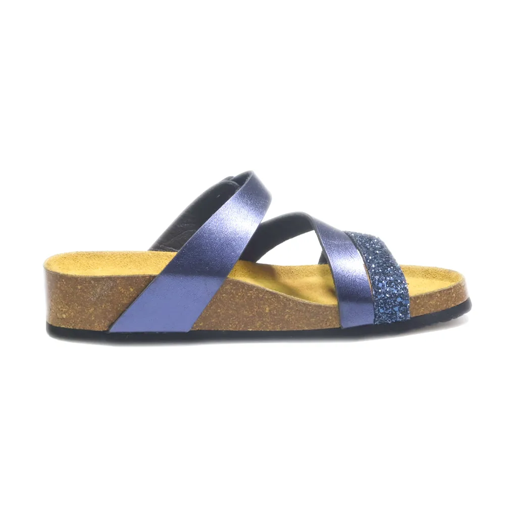 Boxx Flat Sandals Leather Blue Colour For Women