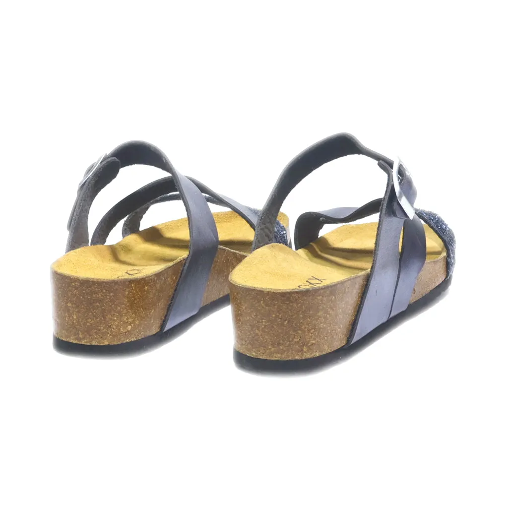 Boxx Flat Sandals Leather Blue Colour For Women