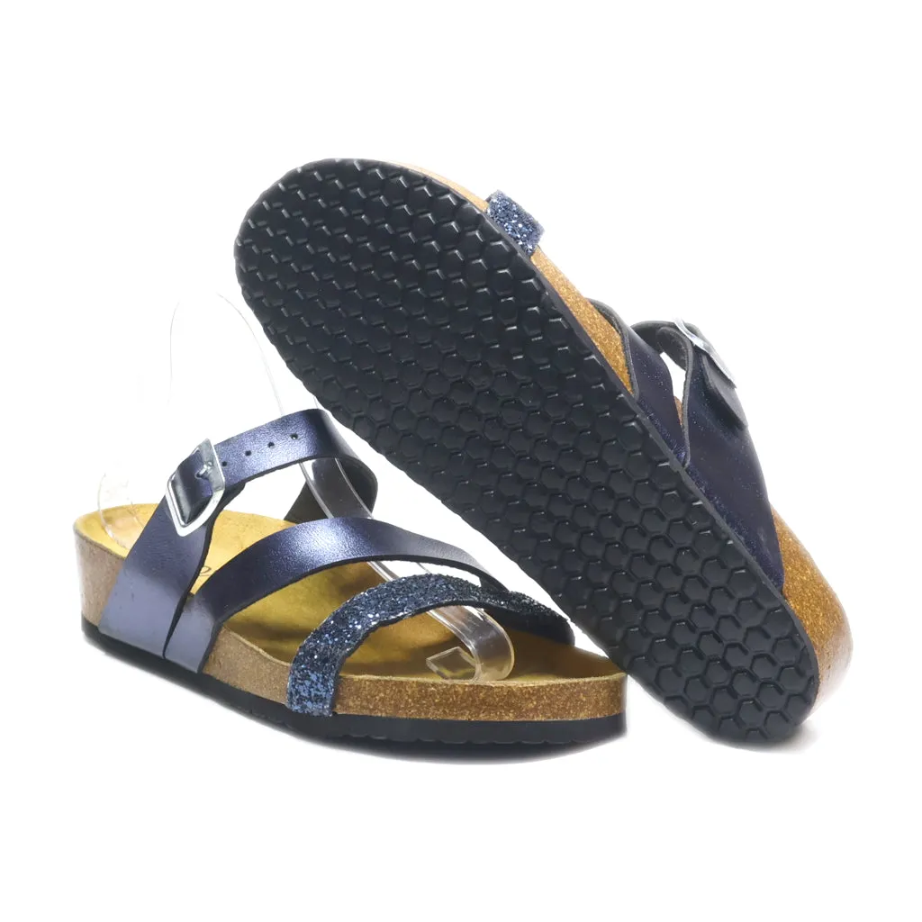 Boxx Flat Sandals Leather Blue Colour For Women