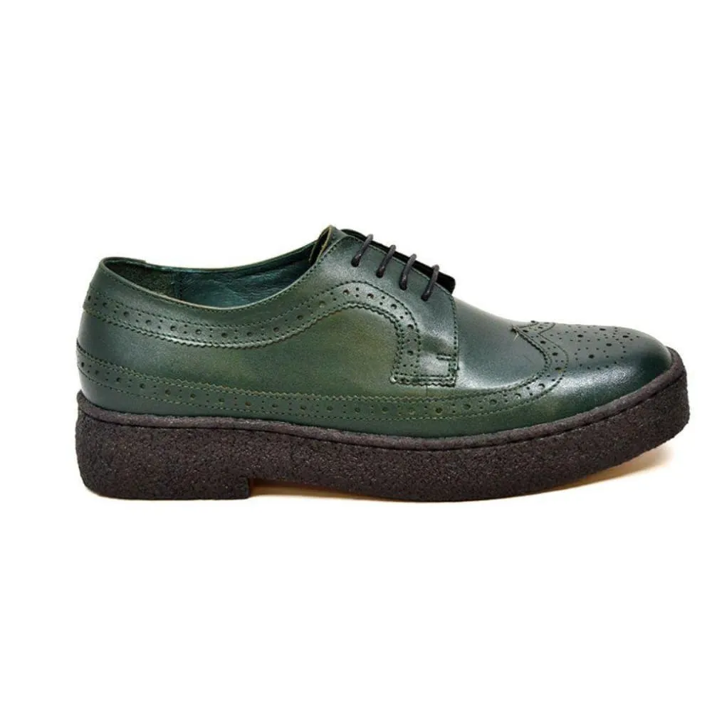 British Walkers Playboy Originals Wingtip Low Cut Men's Hunter Green Leather Oxfords