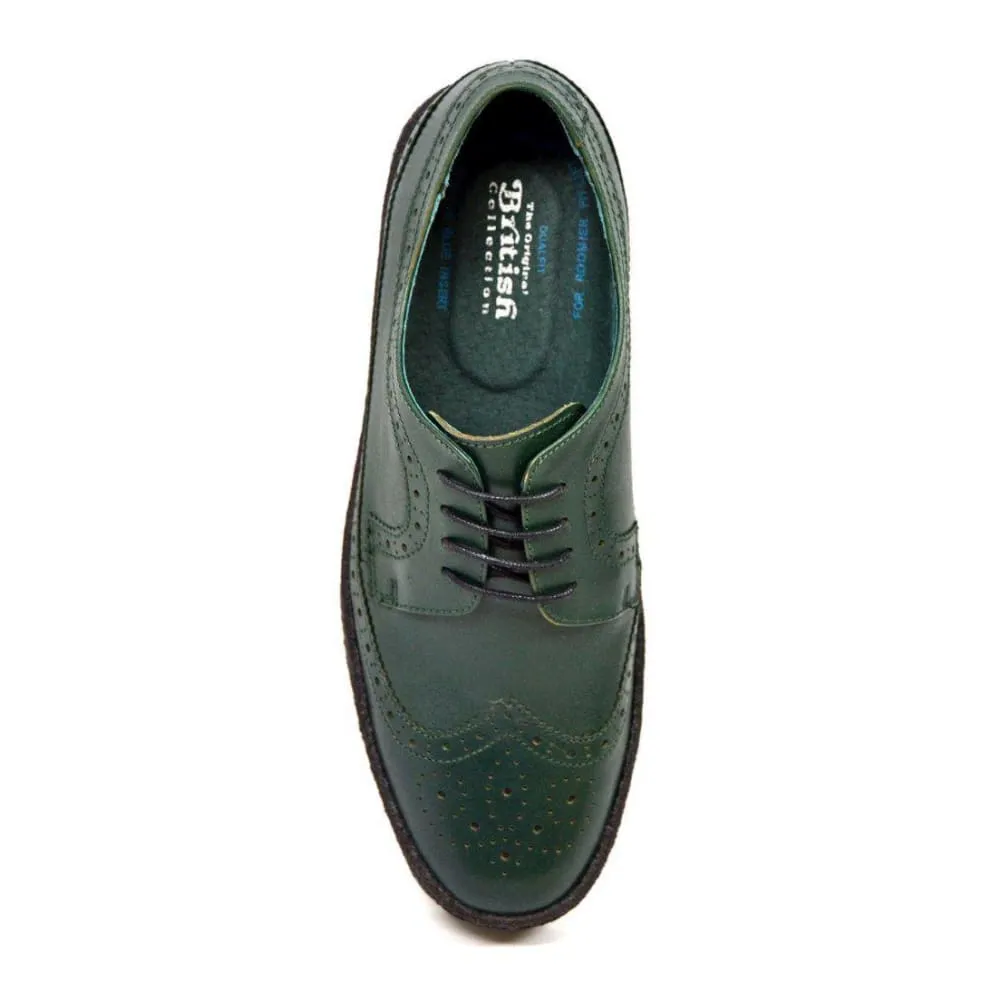British Walkers Playboy Originals Wingtip Low Cut Men's Hunter Green Leather Oxfords