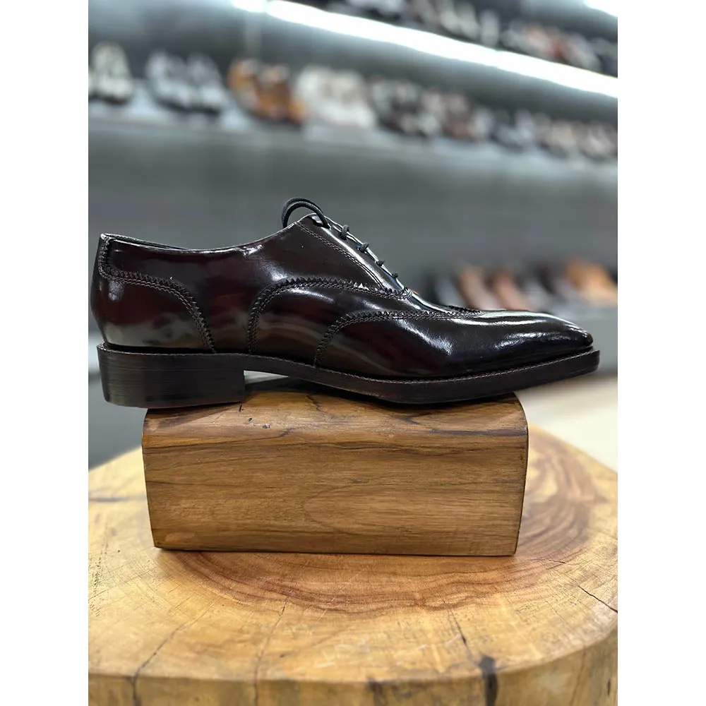 Burgundy Brushed Classic Wingtip Oxfords