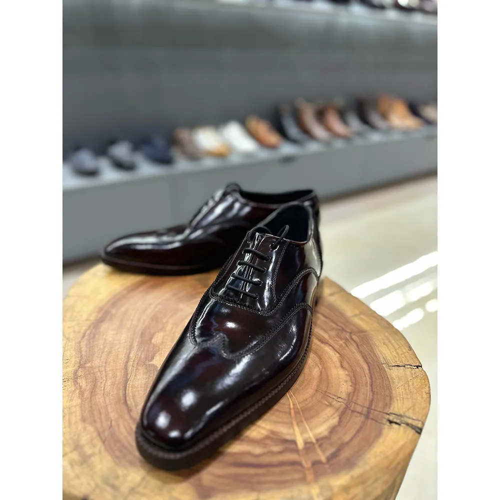 Burgundy Brushed Classic Wingtip Oxfords