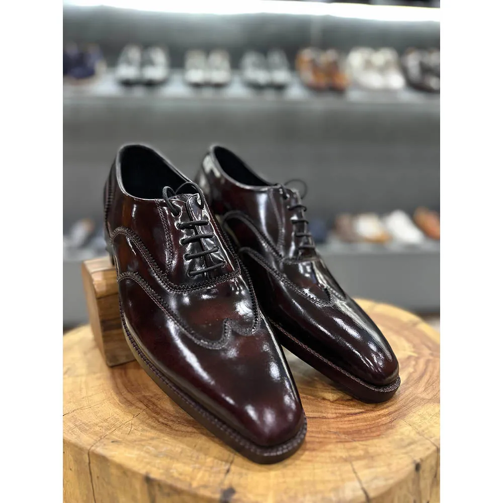 Burgundy Brushed Classic Wingtip Oxfords