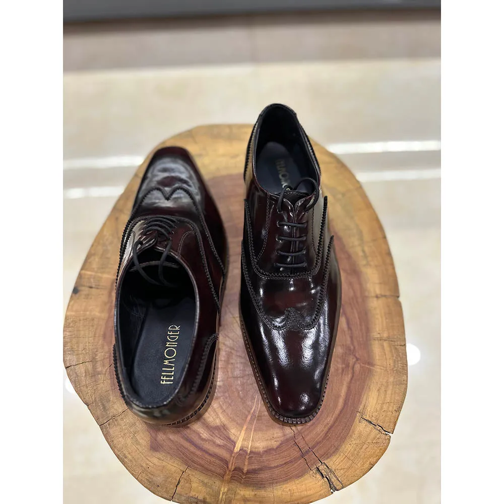 Burgundy Brushed Classic Wingtip Oxfords