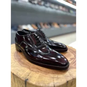 Burgundy Brushed Classic Wingtip Oxfords