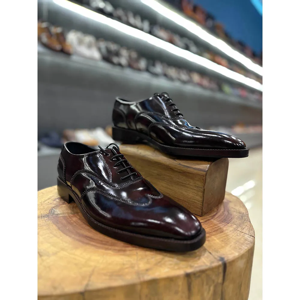 Burgundy Brushed Classic Wingtip Oxfords
