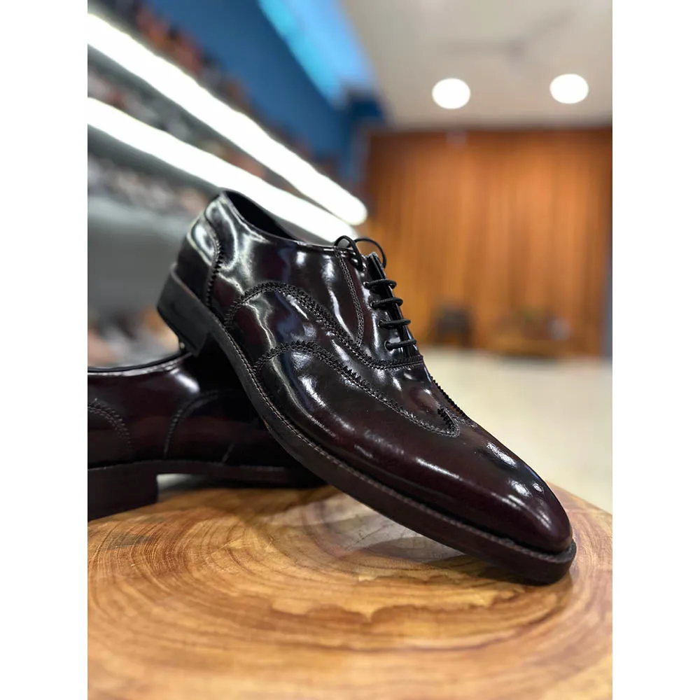 Burgundy Brushed Classic Wingtip Oxfords
