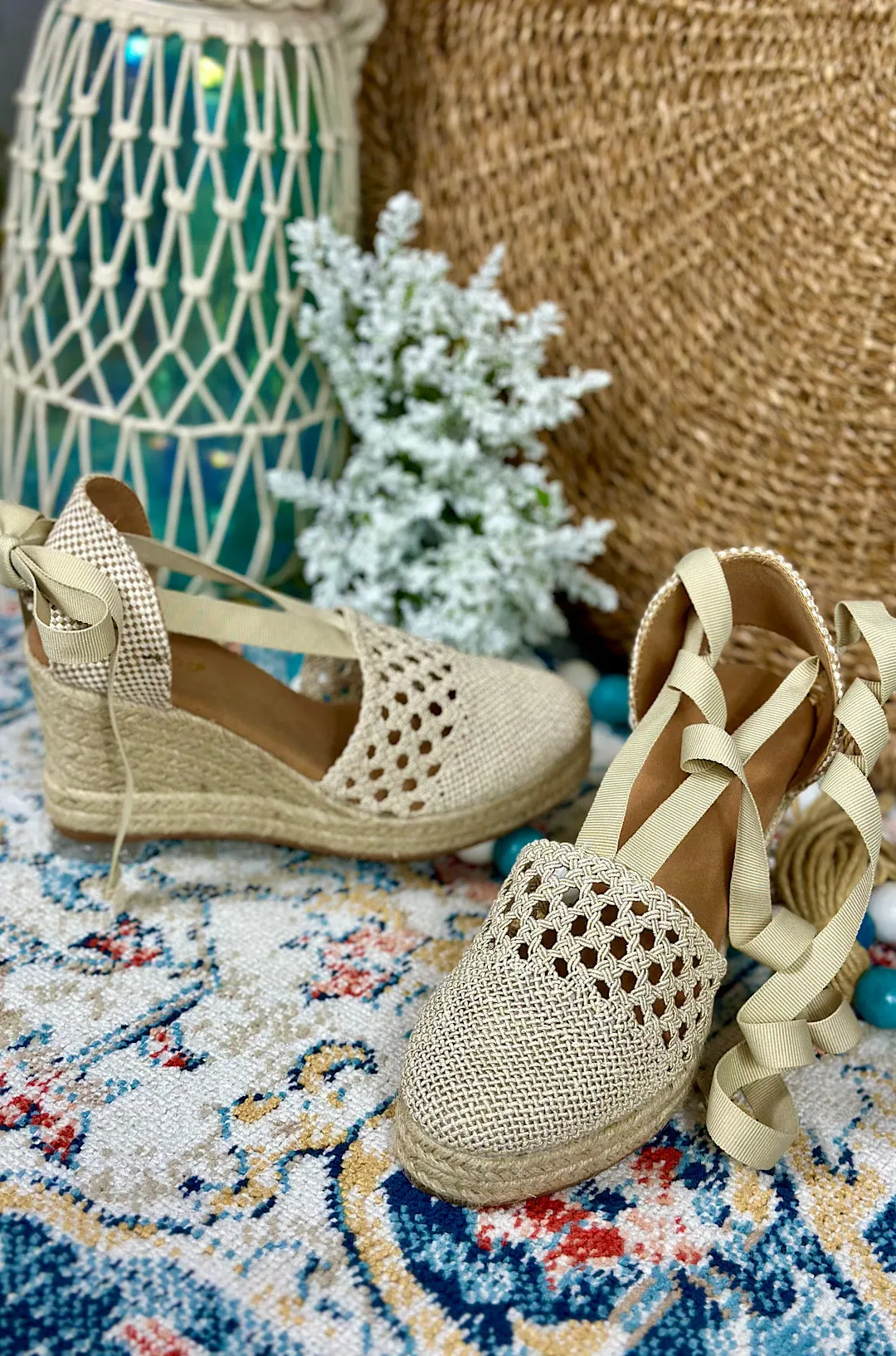 Capri Lace Up Espadrille Wedge