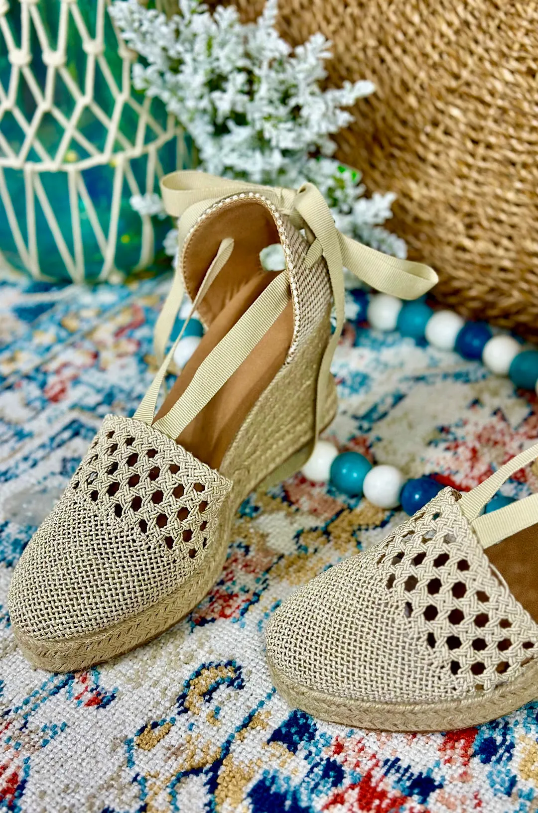 Capri Lace Up Espadrille Wedge
