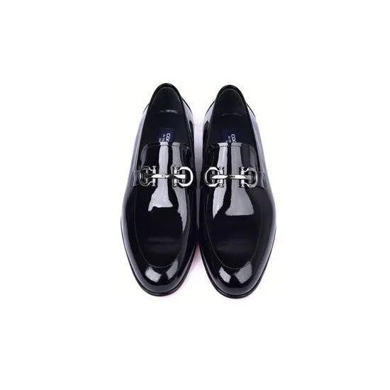 Corrente C00012-7260 Men's Shoes Black Patent Leather Horsebit Formal Loafers (CRT1488)