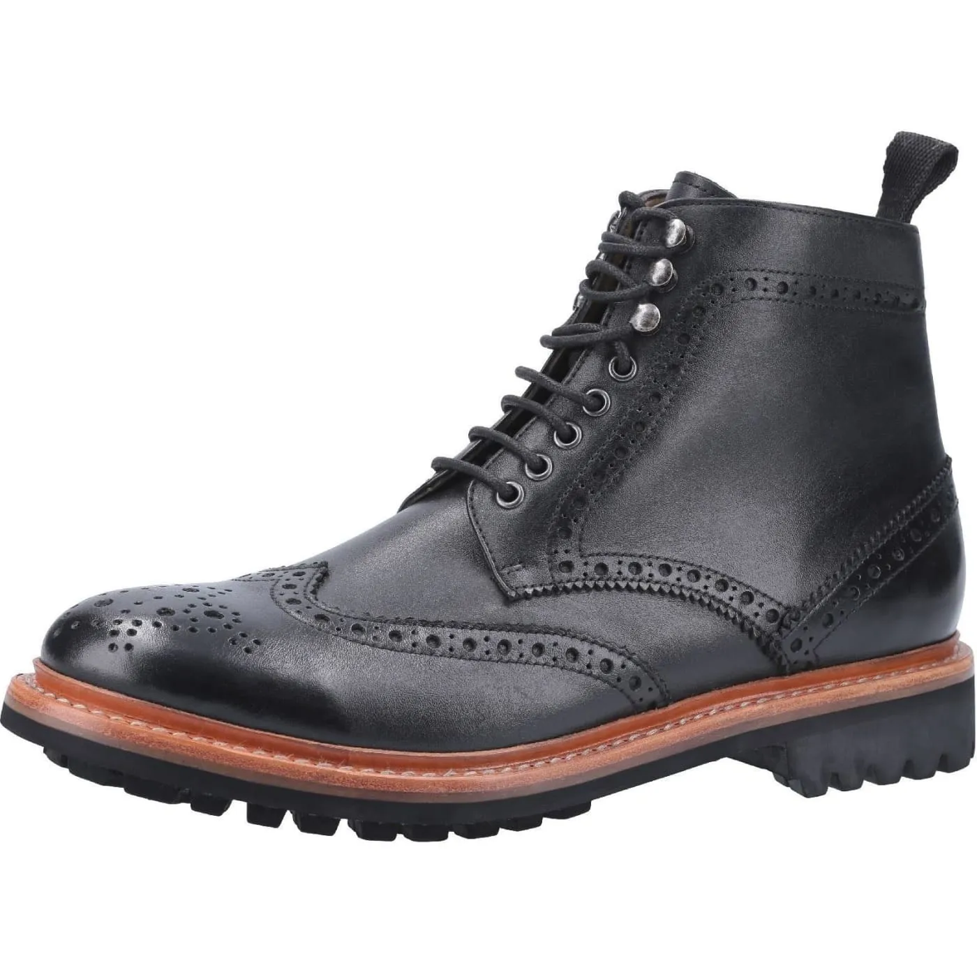 Cotswold Rissington Commando Black Mens Leather Boots