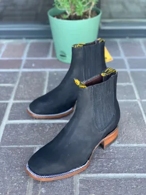Crazy Horse Black Suede Botin Charro
