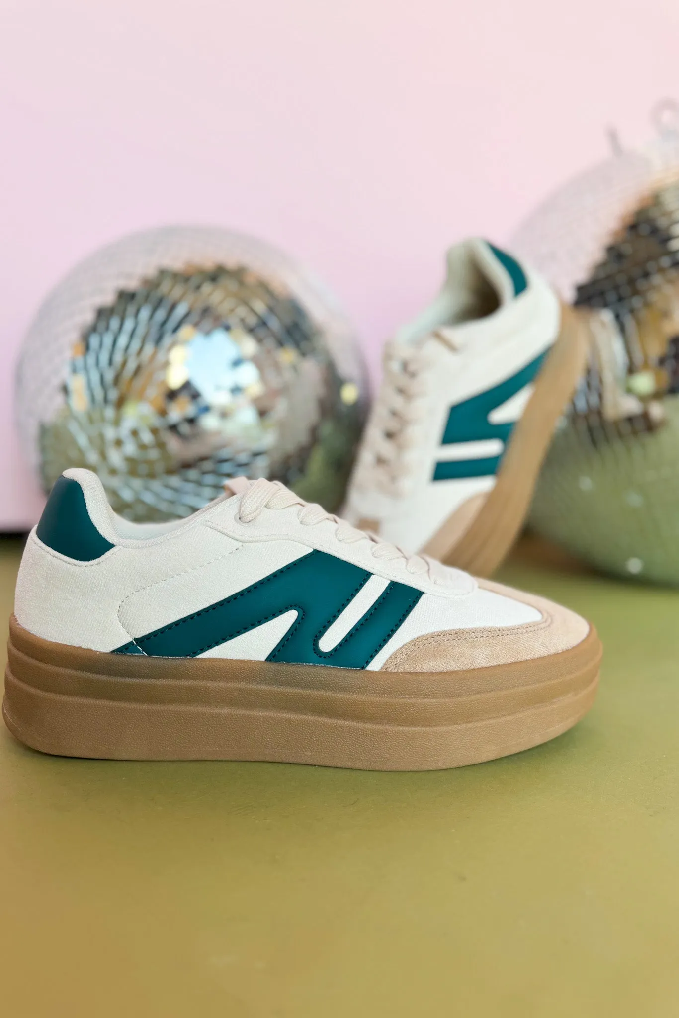 Dark Green Low Top Lace Up Chunky Platform Sneakers *FINAL SALE*