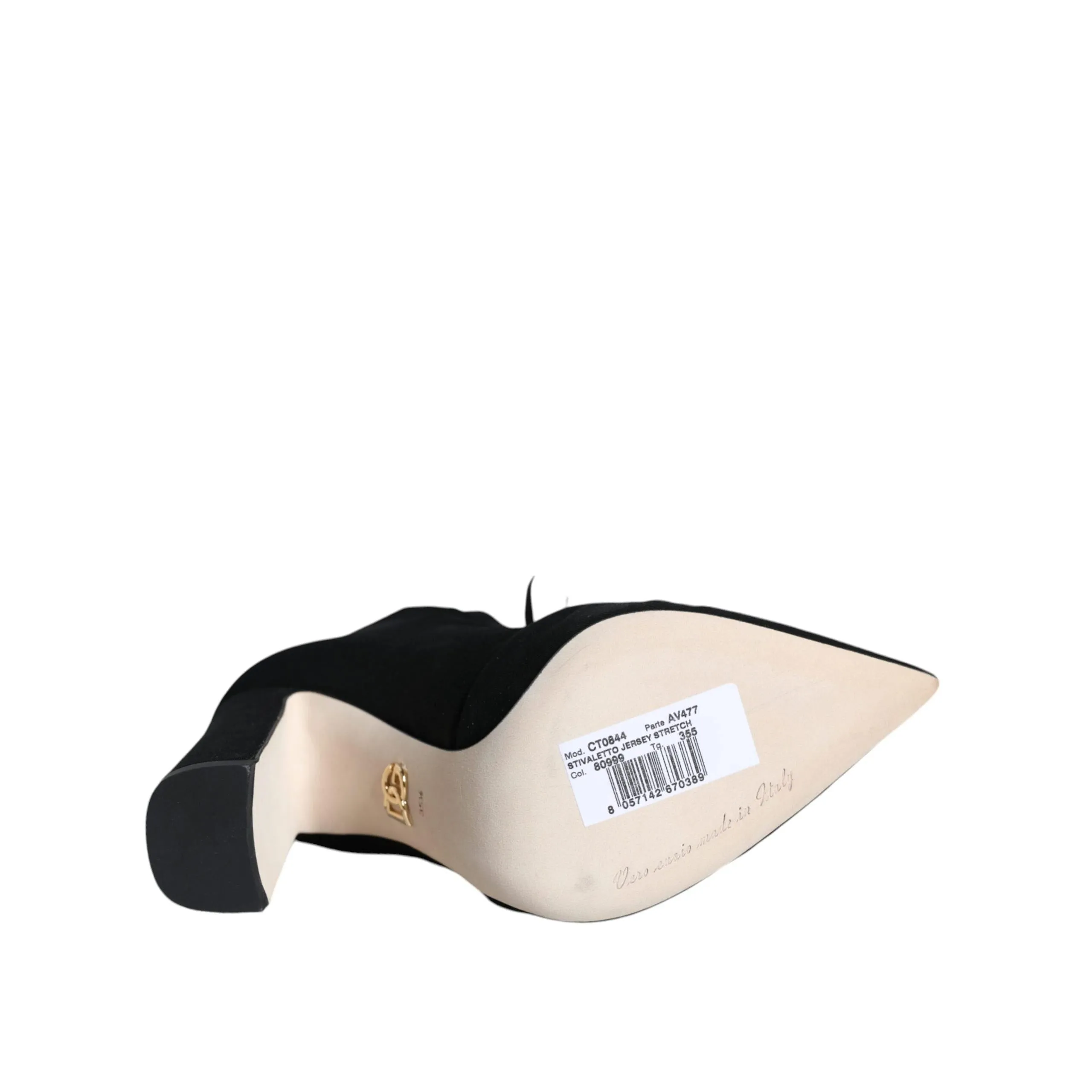 Dolce & Gabbana Black Jersey Stretch Ankle Booties Shoes