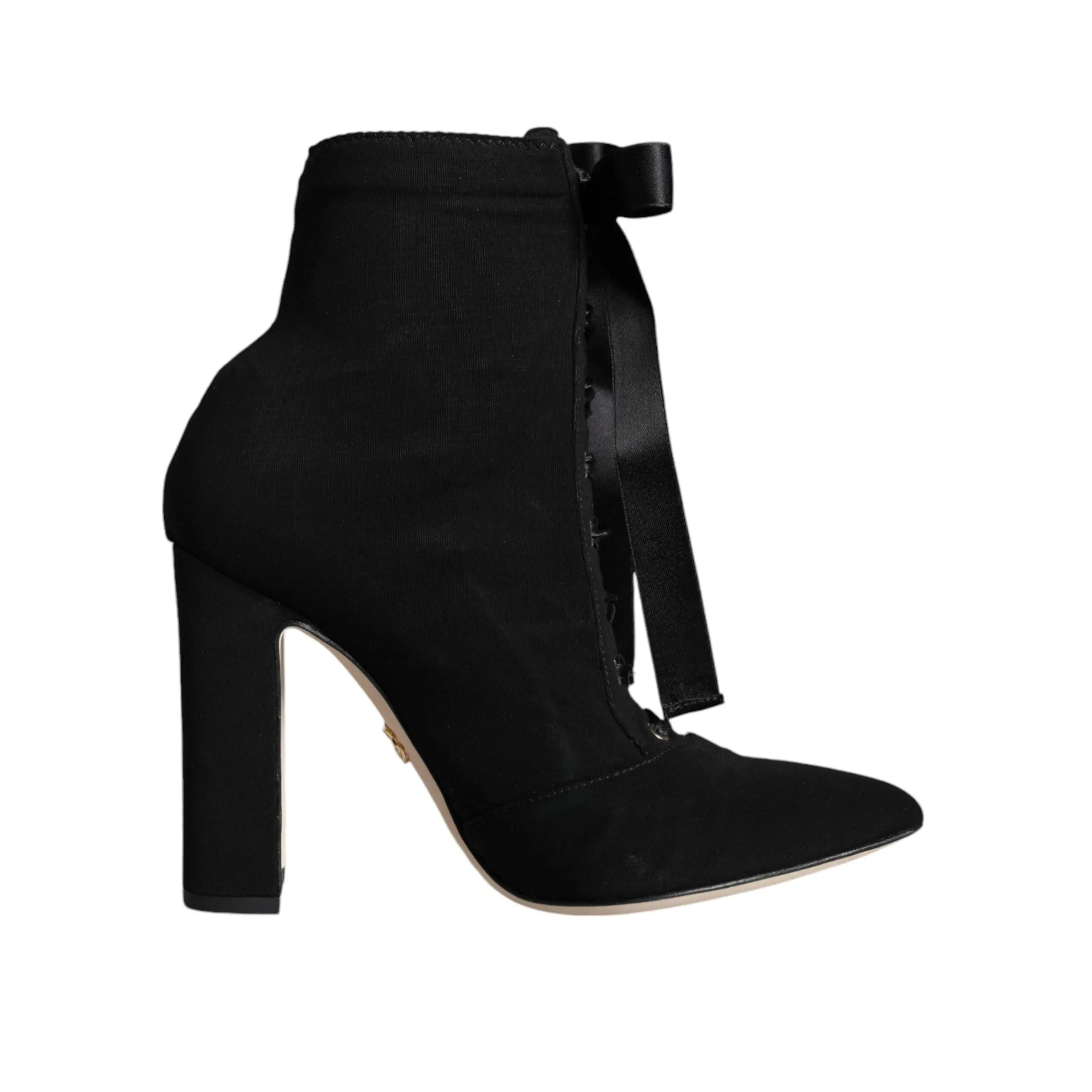 Dolce & Gabbana Black Jersey Stretch Ankle Booties Shoes