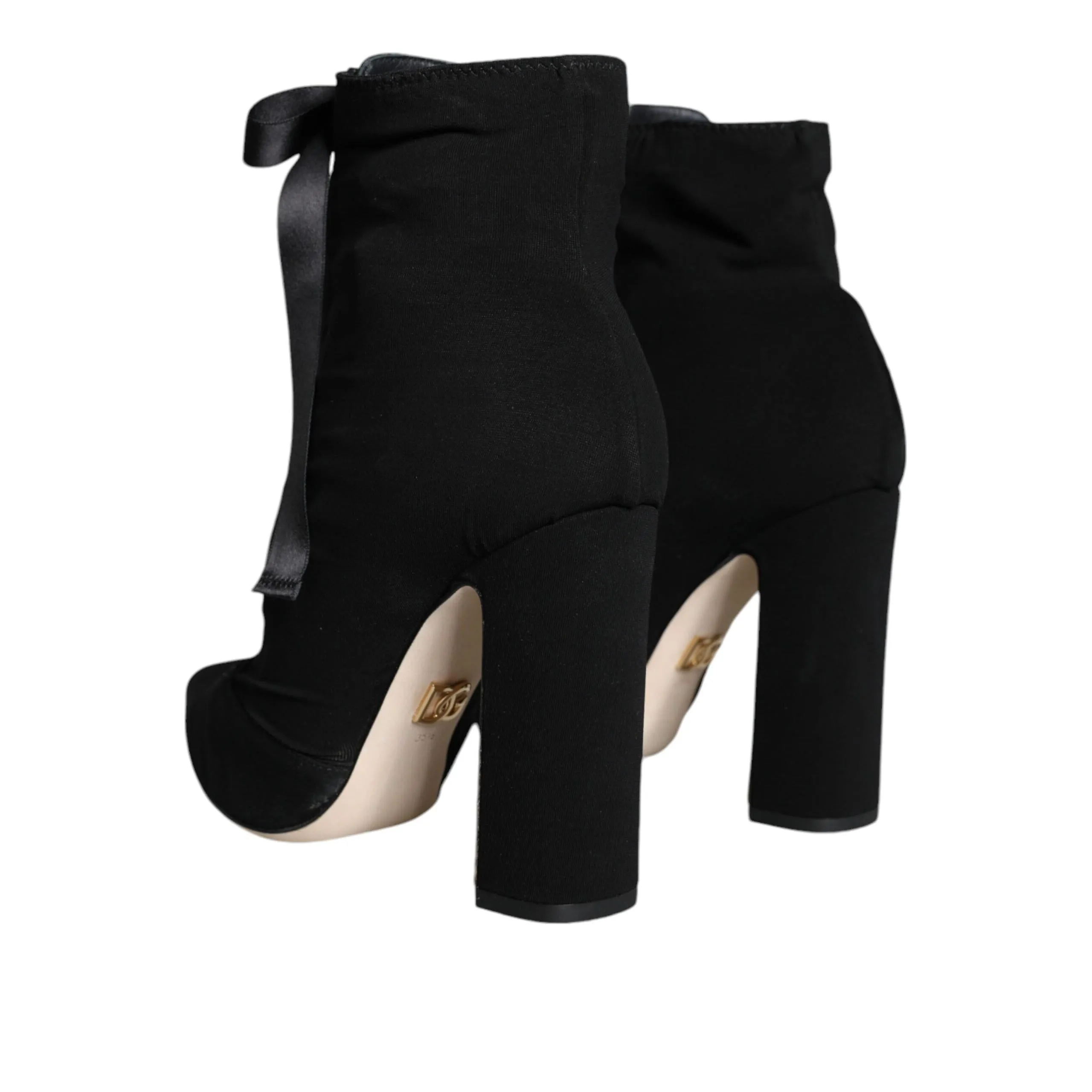 Dolce & Gabbana Black Jersey Stretch Ankle Booties Shoes