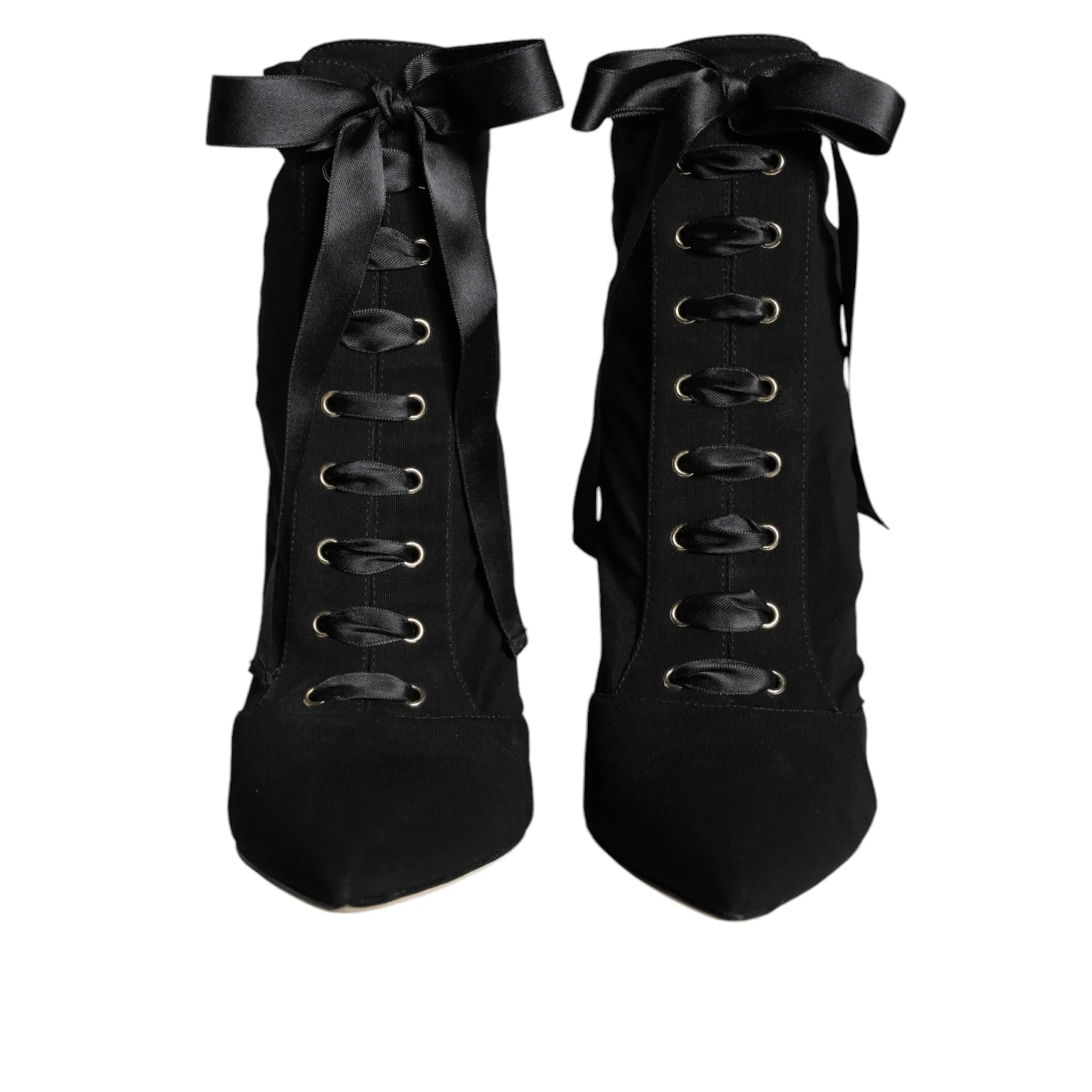 Dolce & Gabbana Black Jersey Stretch Ankle Booties Shoes