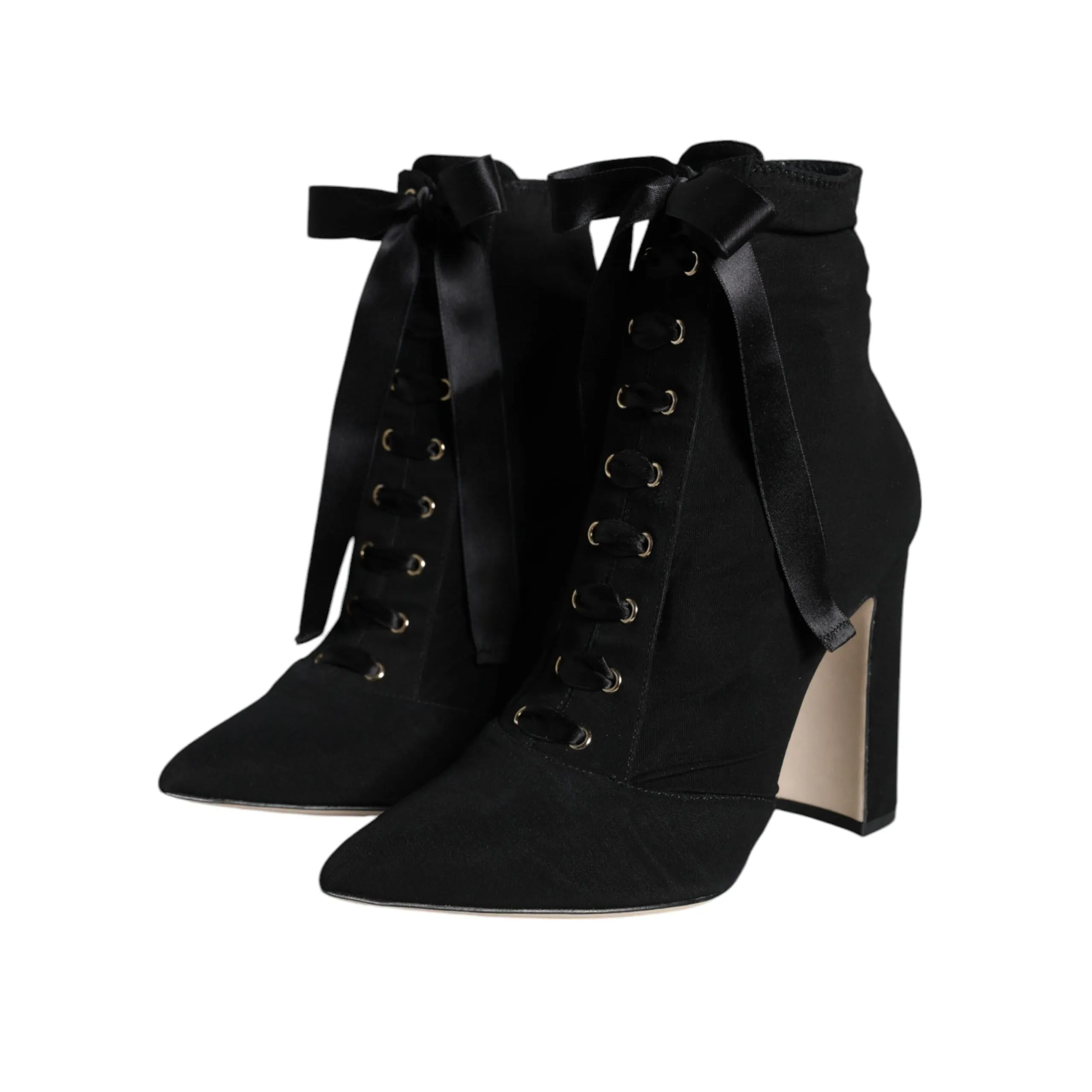 Dolce & Gabbana Black Jersey Stretch Ankle Booties Shoes