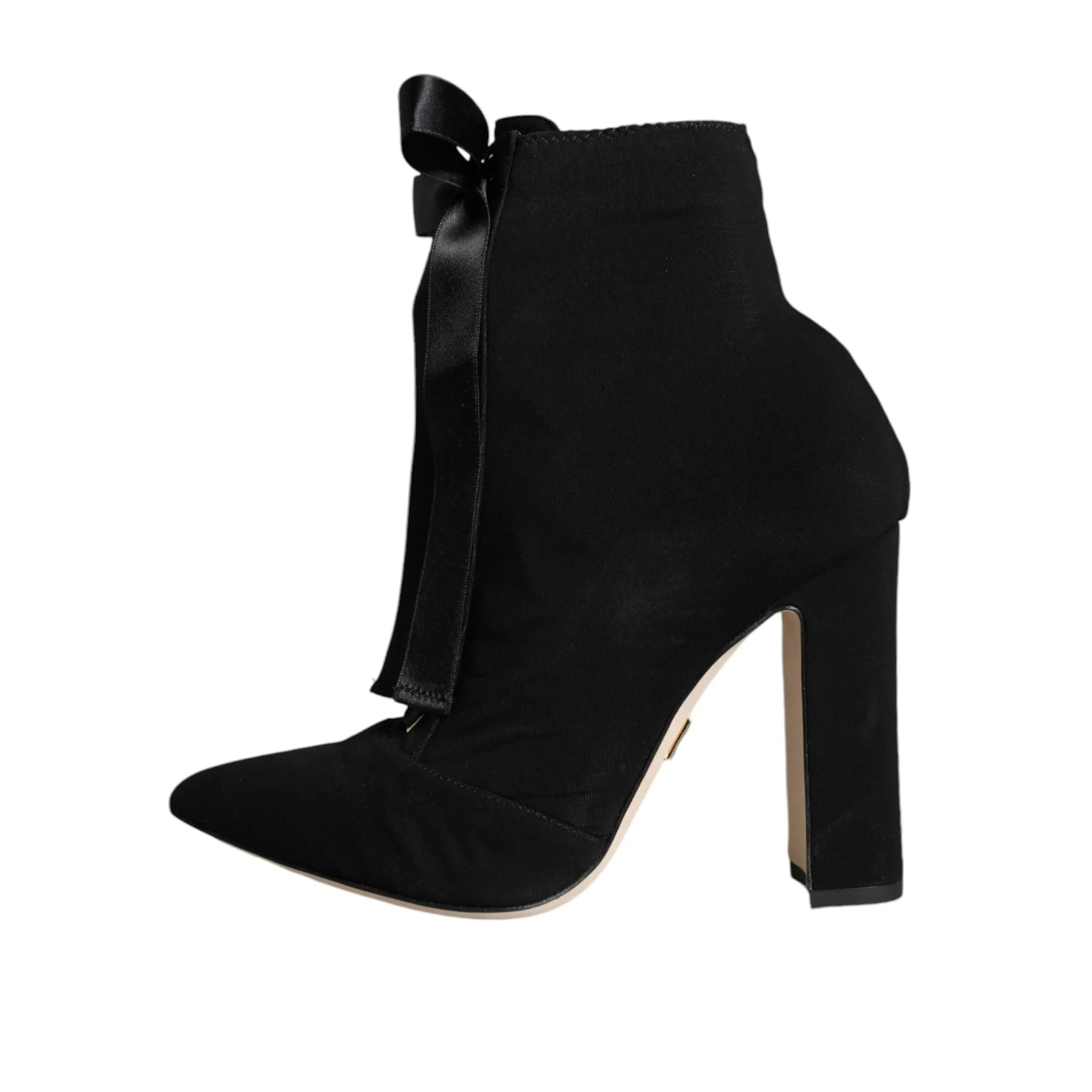 Dolce & Gabbana Black Jersey Stretch Ankle Booties Shoes