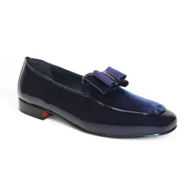 Duca Amalfi Men's Shoes Navy Patent Leather-Velvet, Leather Lining Formal Loafers (D1004)