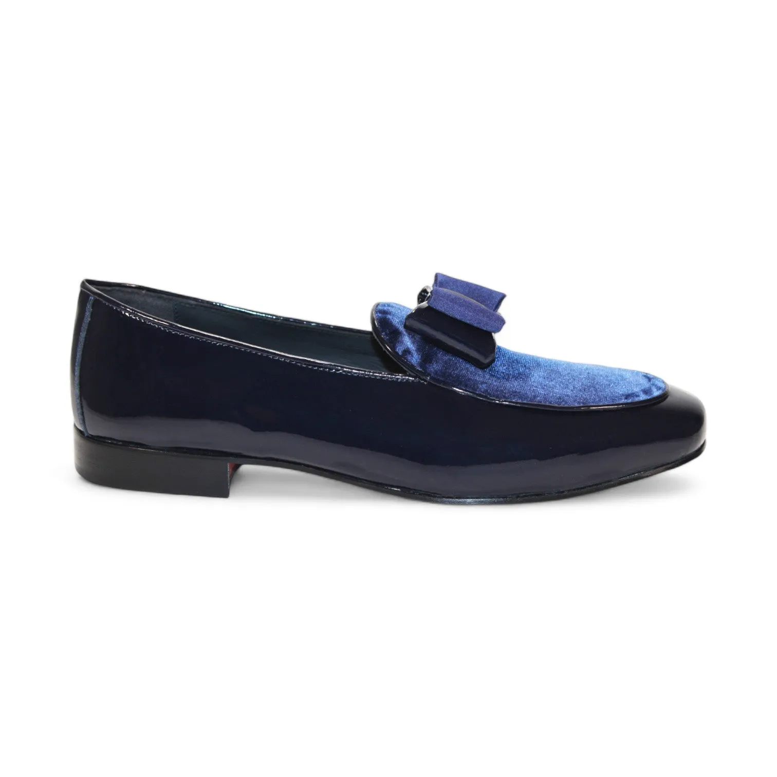 Duca Amalfi Men's Shoes Navy Patent Leather-Velvet, Leather Lining Formal Loafers (D1004)