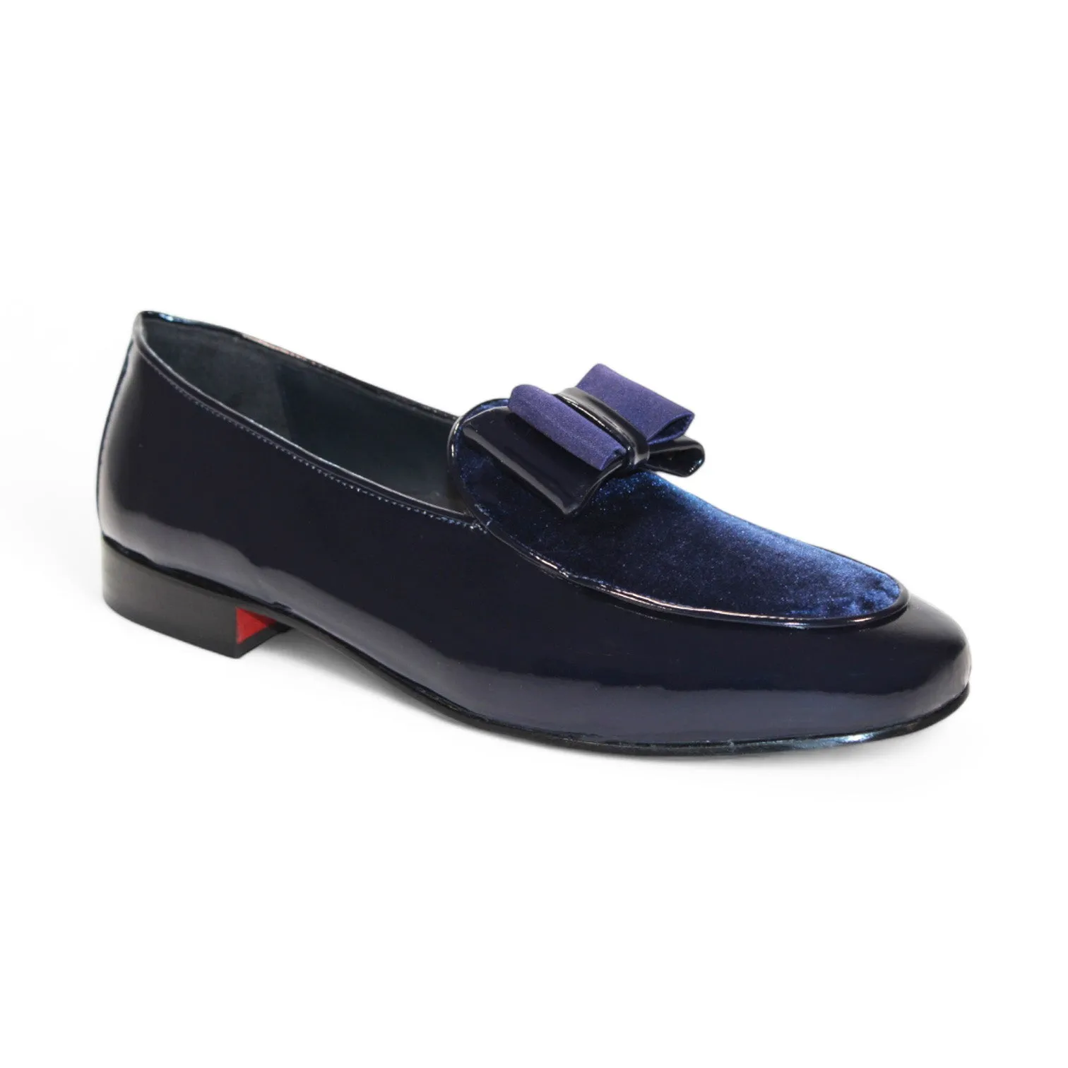 Duca Amalfi Men's Shoes Navy Patent Leather-Velvet, Leather Lining Formal Loafers (D1004)