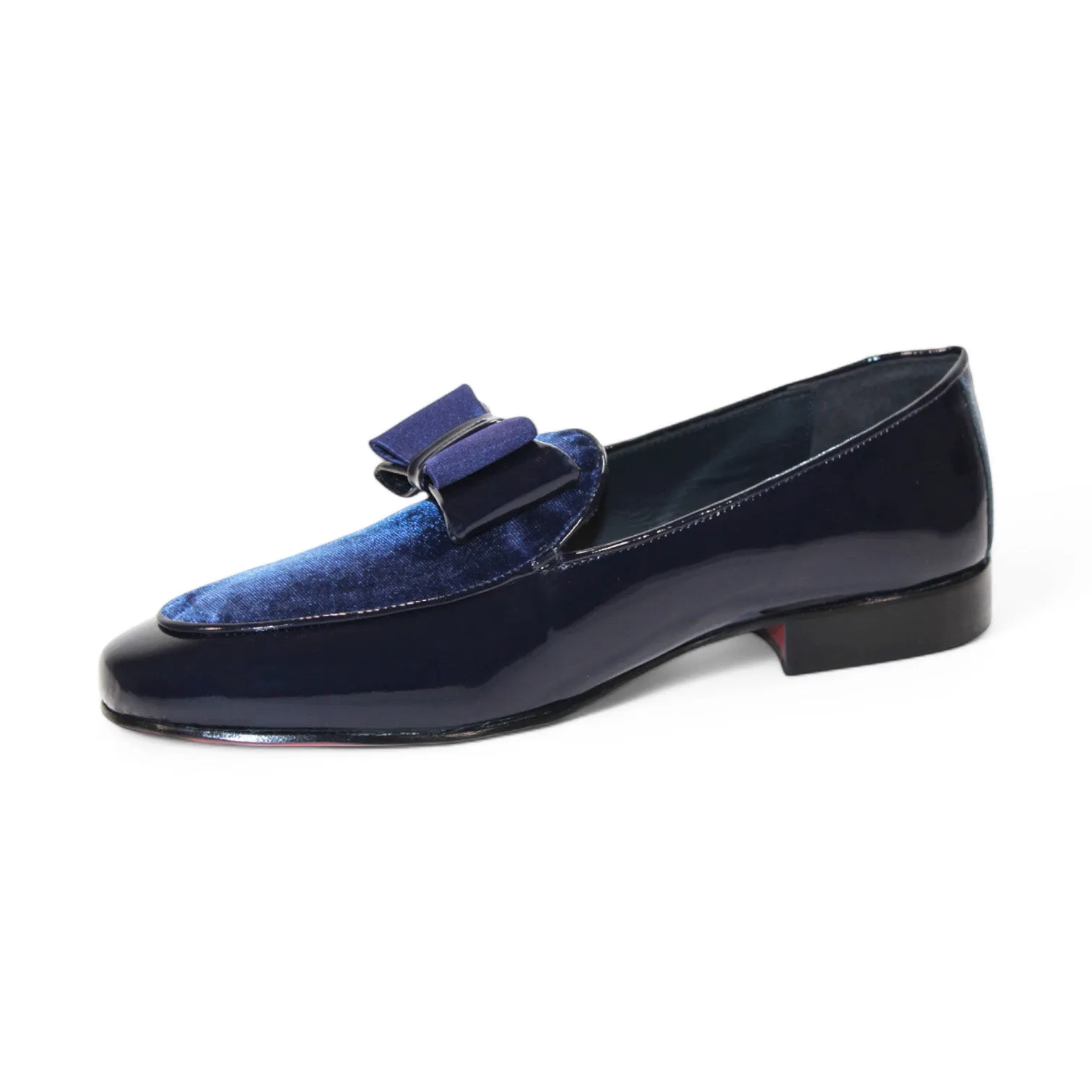 Duca Amalfi Men's Shoes Navy Patent Leather-Velvet, Leather Lining Formal Loafers (D1004)