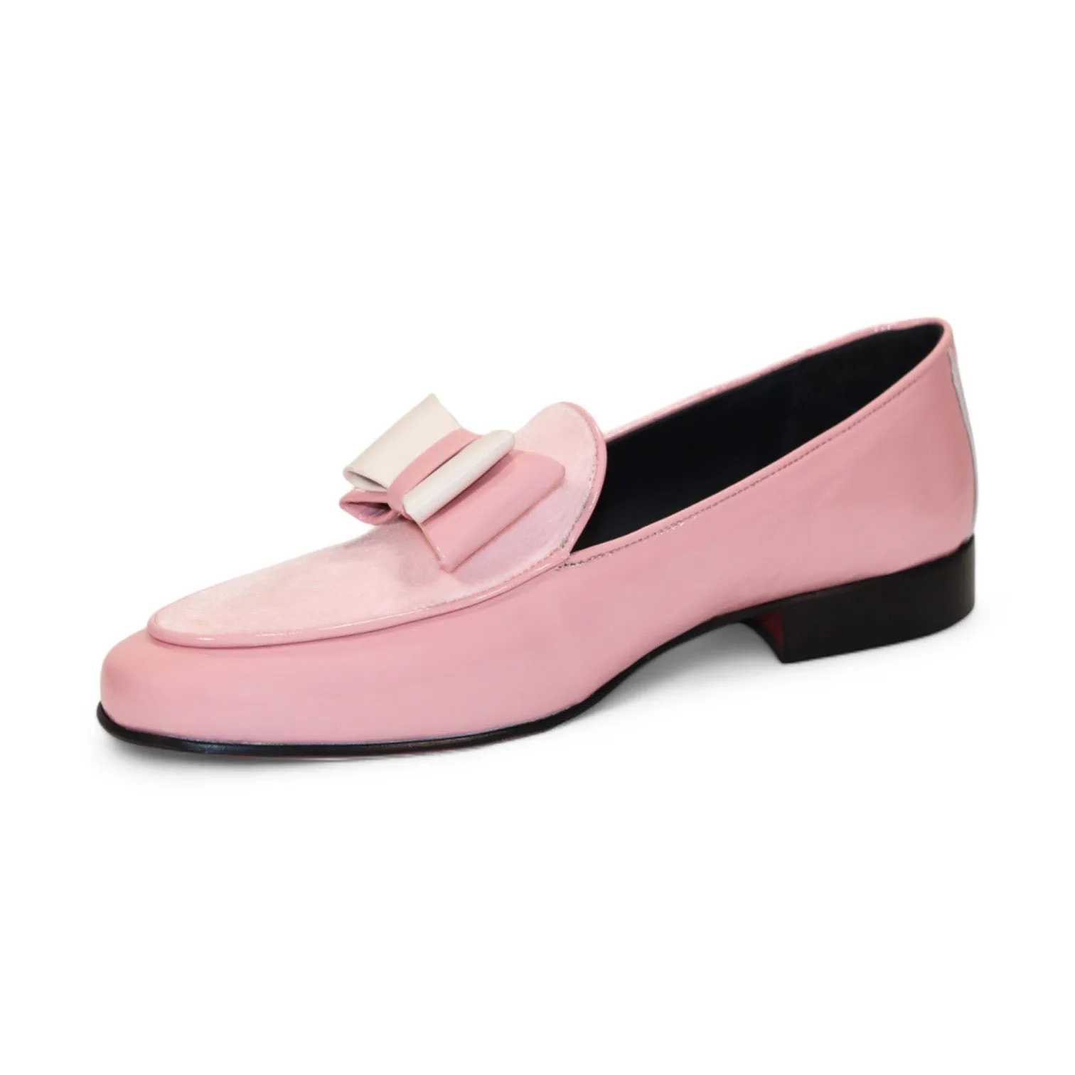 Duca Amalfi Men's Shoes Pink Patent Leather-Velvet, Leather Lining Formal Loafers (D1005)
