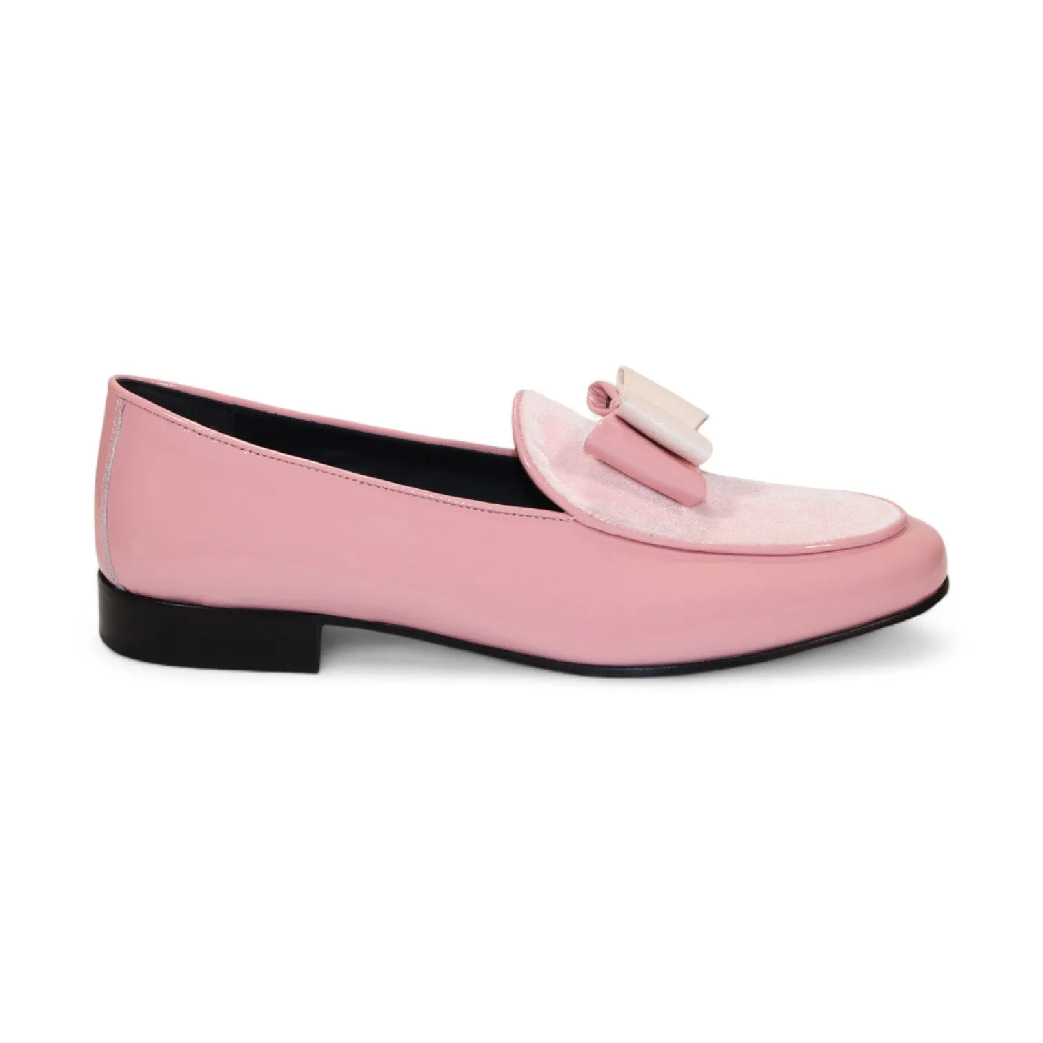Duca Amalfi Men's Shoes Pink Patent Leather-Velvet, Leather Lining Formal Loafers (D1005)