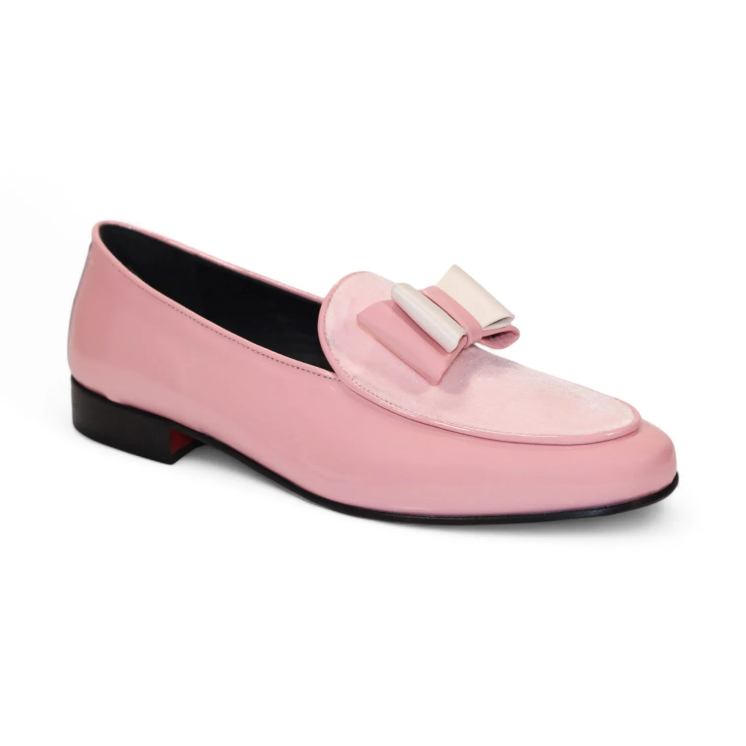 Duca Amalfi Men's Shoes Pink Patent Leather-Velvet, Leather Lining Formal Loafers (D1005)
