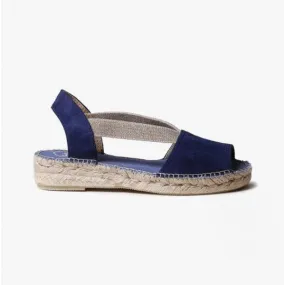 ELLA Ladies Suede Open-Toe Espadrilles Navy
