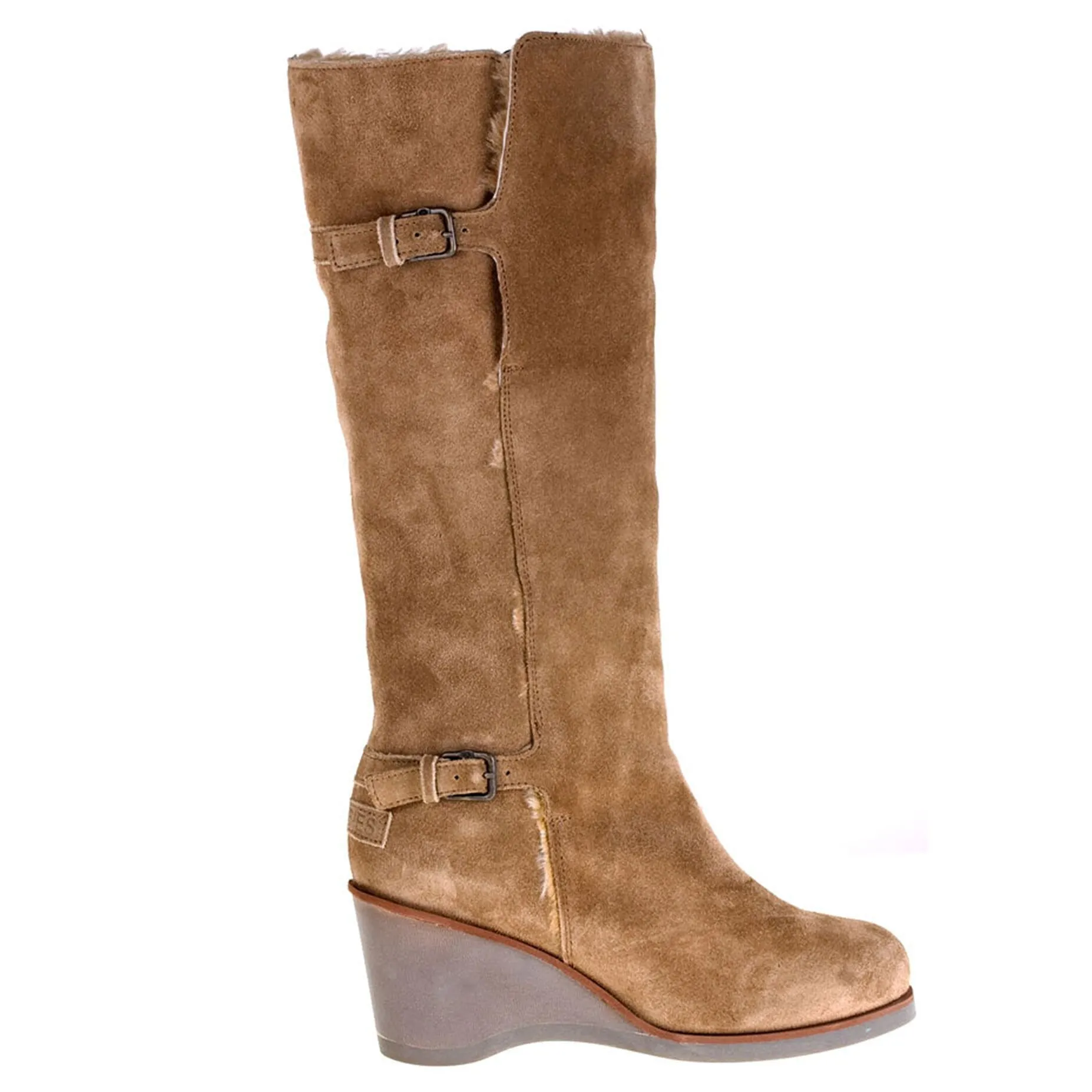 Fur-lined wedged boot