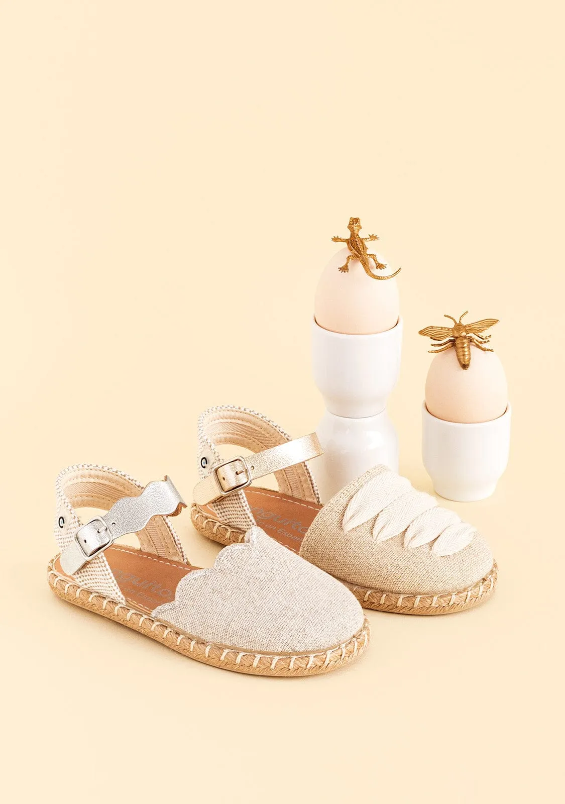 Girl's Silver Waves Espadrilles Metallized