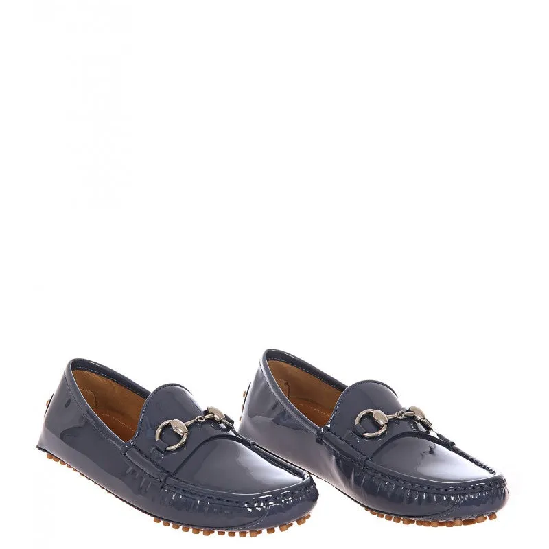 Gucci Blue patent leather driver shoes
