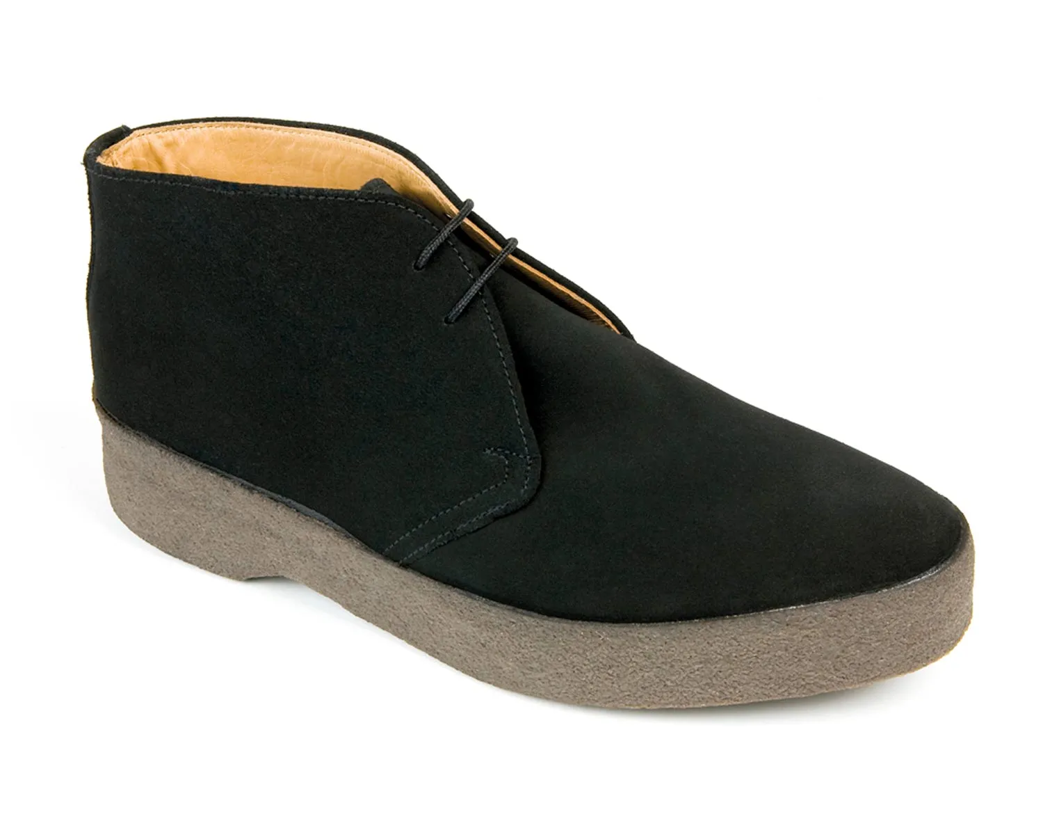 HI TOP Mens Black Suede Chukka Boot Crepe Sole by Sanders