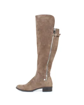 Knee High Suede Zip Up Boots
