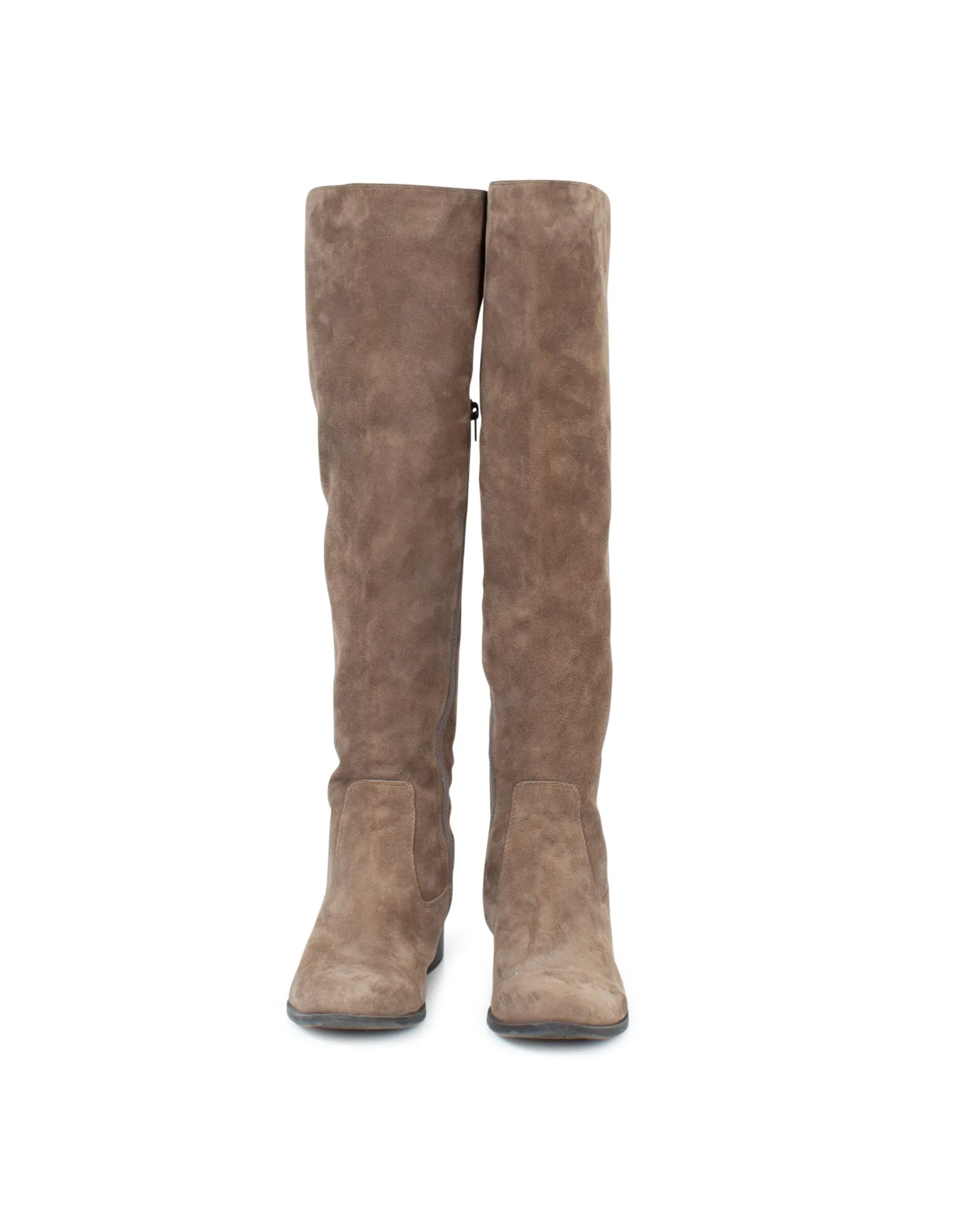 Knee High Suede Zip Up Boots