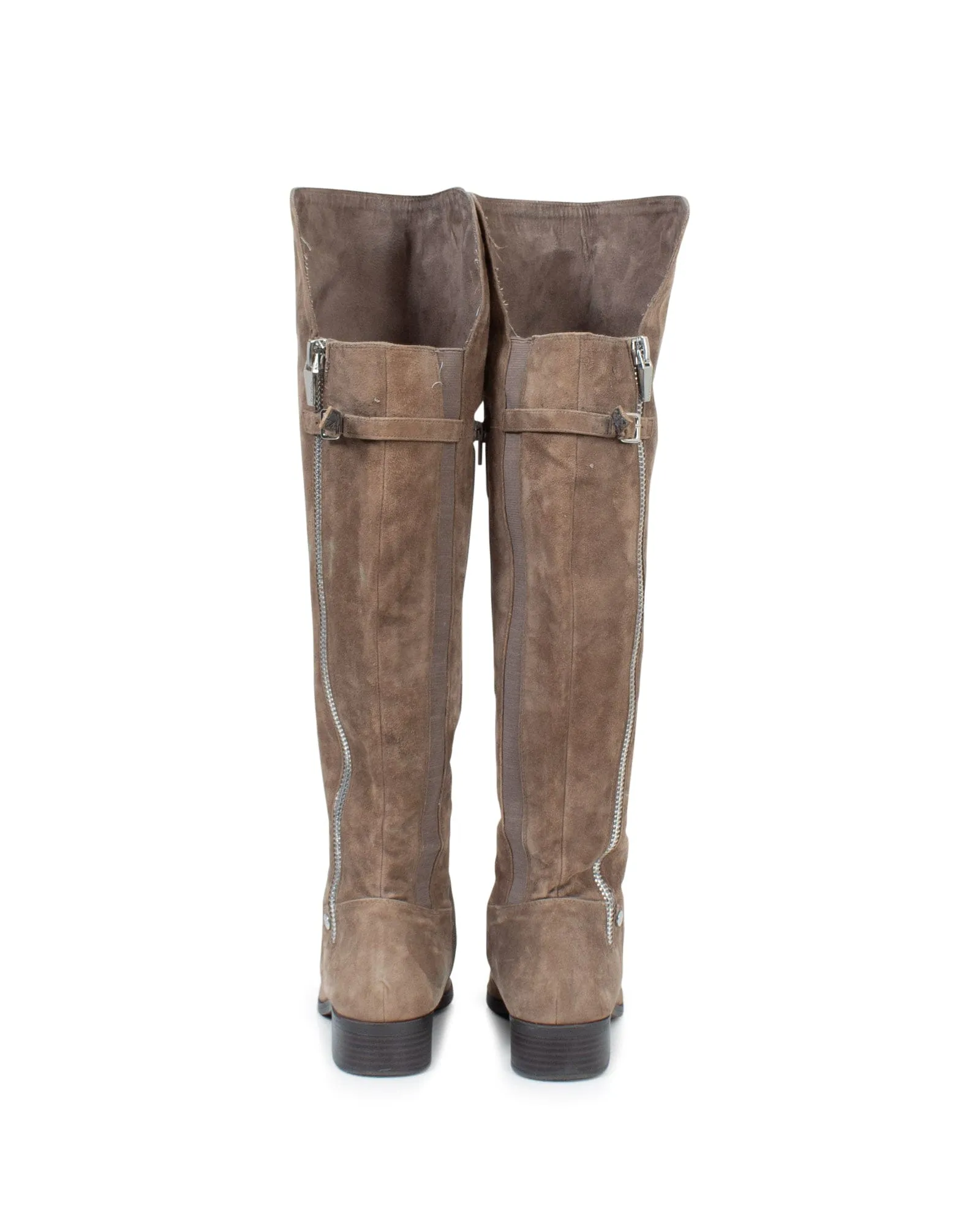 Knee High Suede Zip Up Boots
