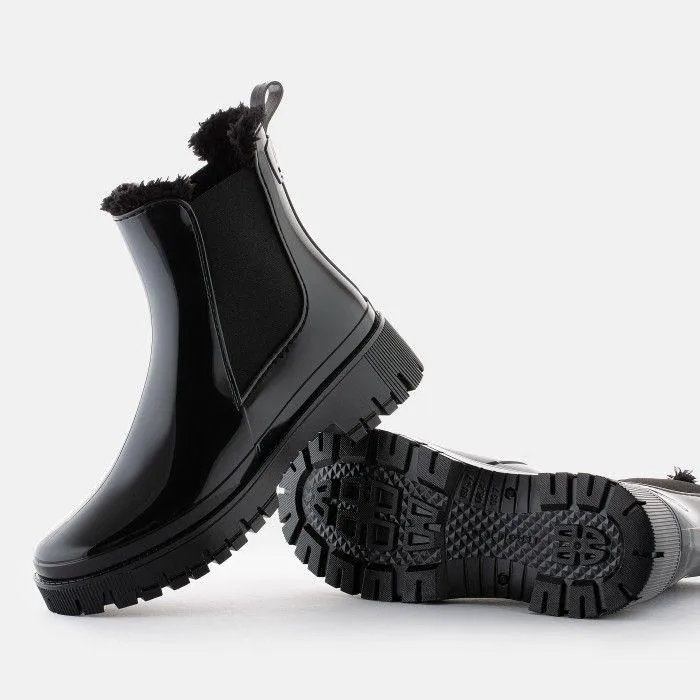 Lemon Jelly Colden Black fur lined boot